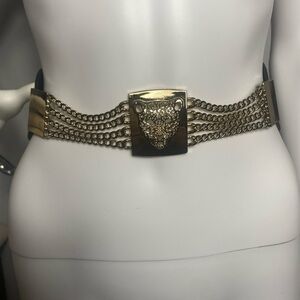 Vintage Women Gold tone Metal Elastic Stretch Belt